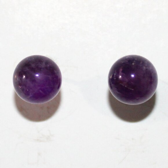 Sterling Silver Amethyst Ball Stud Earrings - Picture 1 of 4